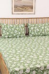 Shop_House This_Green Cotton Printed Genda Phool Bedsheet Set_at_Aza_Fashions