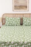 Buy_House This_Green Cotton Printed Genda Phool Bedsheet Set_Online_at_Aza_Fashions