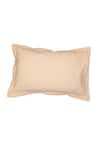 House This_Beige Cotton Satin Ginger Solid Fitted Bedsheet Set _at_Aza_Fashions