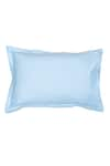 House This_Blue Cotton Satin Juniper Solid Fitted Bedsheet Set _at_Aza_Fashions