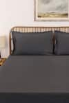 Buy_House This_Grey Cotton Satin Pepper Solid Fitted Bedsheet Set _Online_at_Aza_Fashions