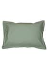 Shop_House This_Green Cotton Satin Sage Solid Fitted Bedsheet Set _Online_at_Aza_Fashions