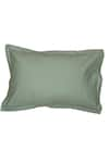 House This_Green Cotton Satin Sage Solid Fitted Bedsheet Set _at_Aza_Fashions