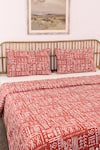 House This_Orange Cotton Gamathi Abstract Print Duvet Cover _Online_at_Aza_Fashions