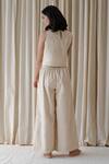 Shop_Vanaras_Beige Organic Cotton Embroidery Lola Ila Padma Top With Rayne Pant  _at_Aza_Fashions