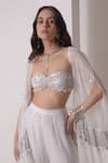 Shwetanga_White Mukaish Net Embellished Sequin Jacket Foil Print Layered Sharara Set _at_Aza_Fashions