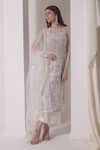 Shwetanga_White Crepe Embellished Sequin Boat Neck Foil Print Kurta Pant Set_at_Aza_Fashions