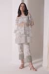Buy_Shwetanga_White Crepe Embellished Sequin Round Wave Patch Work Kurta With Pant _at_Aza_Fashions