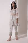 Buy_Shwetanga_White Crepe Embellished Sequin Round Wave Patch Work Kurta With Pant _Online_at_Aza_Fashions