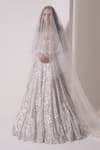 Buy_Shwetanga_White Organza Embellished Sequin Foil Print Lehenga Blouse Set _Online_at_Aza_Fashions