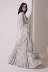 Shwetanga_White Organza Embellished Sequin Foil Print Lehenga Blouse Set _at_Aza_Fashions