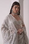Shwetanga_White Crepe Embellished Sequin Queen Anne Tiered Lehenga Blouse Set _at_Aza_Fashions