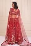 Shop_Shwetanga_Red Raw Silk Embroidery Sequin Sweetheart Neck Petunia Bloom Bridal Lehenga Set _at_Aza_Fashions