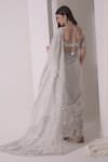 Shop_Shwetanga_White Organza Print Foil Sweetheart Neck Gota Embellished Saree With Blouse_at_Aza_Fashions