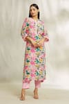 Buy_Divya Kanakia_Pink Kurta Crepe Printed And Embellished Floral & Tassel Trim & Pant Set _Online_at_Aza_Fashions