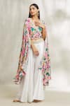 Buy_Divya Kanakia_Pink Top Crepe Printed And Embroidered Floral Surplice Neck & Sharara Set 