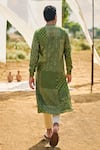 Shop_PUNIT BALANA_Green Satin Silk Printed Bandhani Kurta Set  _at_Aza_Fashions