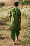 Shop_PUNIT BALANA_Green Chanderi Silk Ranthambhor Embroidered Kurta And Cowl Pant Set  _at_Aza_Fashions