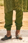 Buy_PUNIT BALANA_Green Satin Silk Printed Bandhani Kurta With Joggers Pant_Online_at_Aza_Fashions