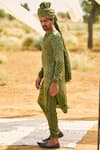 Shop_PUNIT BALANA_Green Satin Silk Printed Bandhani Kurta With Joggers Pant_Online_at_Aza_Fashions
