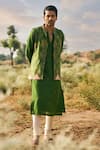 Buy_PUNIT BALANA_Green Tusser Silk Printed Ranthambhor Forest Bundi With Kurta Set  _at_Aza_Fashions