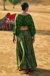 Shop_PUNIT BALANA_Green Silk Print Ranthambore Round Kumari Lehenga Crop Top Set  _at_Aza_Fashions