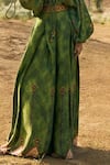 Shop_PUNIT BALANA_Green Satin Silk Print Ranthambore Round Neck Kumari Top With Pant  _Online_at_Aza_Fashions