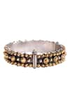 Neeta Boochra Silver Plated Two Tone Geometric Pattern Bangle - Single Pc Online at Aza Fashions Neeta Boochra_Silver Plated Two Tone Geometric Pattern Bangle - Single Pc _Online_at_Aza_Fashions