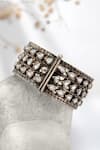 Shop_Neeta Boochra_Silver Plated Imitation Diamonds Kundan Embellished Bangle - Single Pc _at_Aza_Fashions