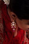 Buy_Neeta Boochra_Gold Plated Kundan Carved Embellished Earrings _at_Aza_Fashions