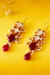 Shop_Neeta Boochra_Gold Plated Kundan Carved Embellished Earrings _at_Aza_Fashions