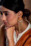 Buy_Neeta Boochra_Gold Plated Pearls Flower Kundan Embellished Dangler Earrings _Online_at_Aza_Fashions