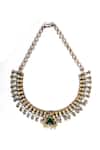 Shop_Neeta Boochra_Gold Plated Glass Carved Pendant Necklace _Online_at_Aza_Fashions