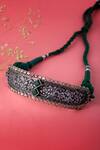 Shop_Neeta Boochra_Silver Plated Floral Carved Choker Necklace _at_Aza_Fashions