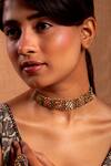 Buy_Neeta Boochra_Gold Plated Mirror Studded Choker Necklace _at_Aza_Fashions