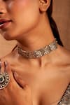 Buy_Neeta Boochra_Gold Plated Mirror Studded Choker Necklace _Online_at_Aza_Fashions