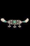 Neeta Boochra_Silver Plated Bead And Kundan Embellished Pendant Choker _Online_at_Aza_Fashions