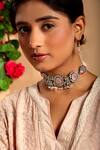 Buy_Neeta Boochra_Silver Plated Gemstone Embellished Choker Necklace _at_Aza_Fashions