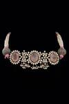 Neeta Boochra_Silver Plated Gemstone Embellished Choker Necklace _at_Aza_Fashions