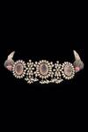 Shop_Neeta Boochra_Silver Plated Gemstone Embellished Choker Necklace 