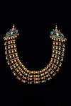 Shop_Neeta Boochra_Gold Plated Carved Work Layered Necklace _Online_at_Aza_Fashions