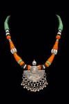 Neeta Boochra_Silver Plated Carved Work Pendant Necklace _at_Aza_Fashions