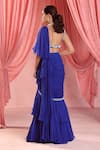 Shop_Seema Thukral_Blue Saree Organza And Georgette Nita Pre-stitched Ruffle With Blouse _at_Aza_Fashions