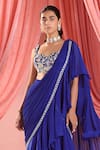 Seema Thukral_Blue Saree Organza And Georgette Nita Pre-stitched Ruffle With Blouse _Online_at_Aza_Fashions