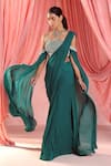 Buy_Seema Thukral_Green Georgette Square Adriana Embellished Pre-draped Saree With Blouse _at_Aza_Fashions