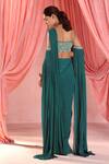 Shop_Seema Thukral_Green Georgette Square Adriana Embellished Pre-draped Saree With Blouse _at_Aza_Fashions