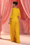 Shop_Seema Thukral_Yellow Georgette Embroidery Sequins V Lara Embellished Waist Pleated Jumpsuit _at_Aza_Fashions