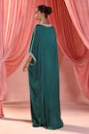 Shop_Seema Thukral_Green Chiffon, Satin Pearls, Sequins, Ellie Floral Embellished Draped Kaftan _at_Aza_Fashions
