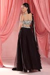 Seema Thukral_Black Georgette, Satin, Silk, Organza, Natasia Gardenia Bloom Lehenga Blouse Set _Online_at_Aza_Fashions