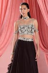 Shop_Seema Thukral_Black Georgette, Satin, Silk, Organza, Natasia Gardenia Bloom Lehenga Blouse Set _at_Aza_Fashions